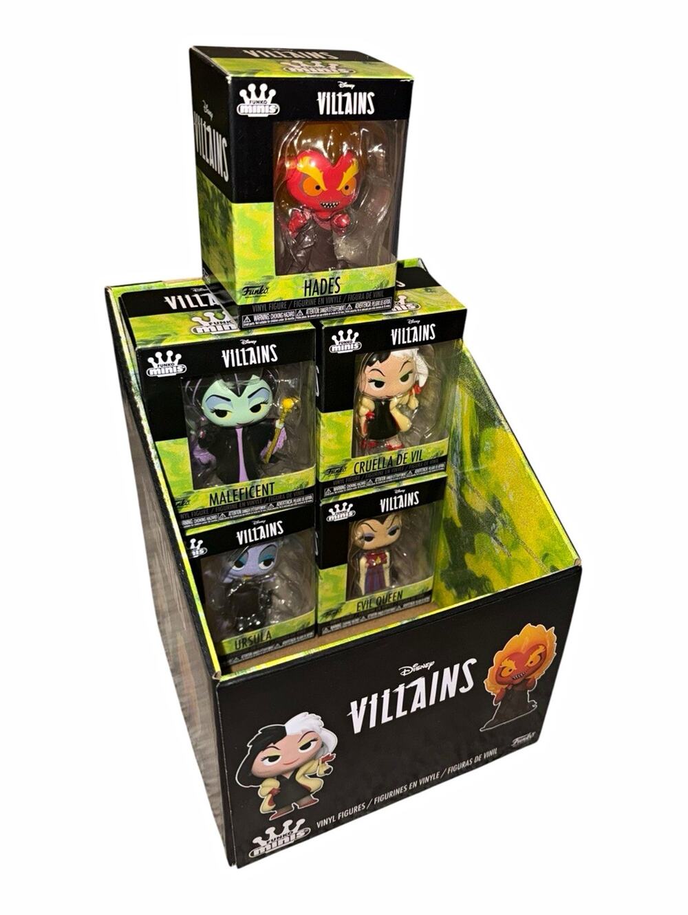 Funko Minis Disney Villains Set 5 Mlfct Evil Queen Ursula Cruella Hades Dsply